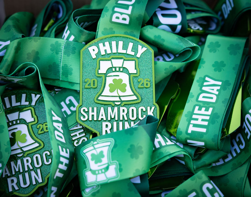 Philly Shamrock Run finisher medal from the 2026 5K race in Philadelphia